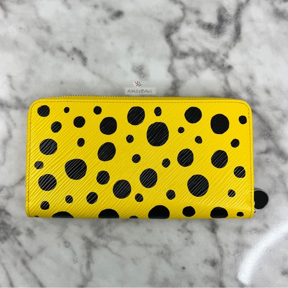 Louis Vuitton x Yayoi Kusama Zippy Wallet Epi Leather In Jaune Noir - Picture 7 of 16
